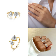 Gold Heart Ring for Women — 925 Sterling Silver, 18K Gold Plated, Adjustable Heart Band on model